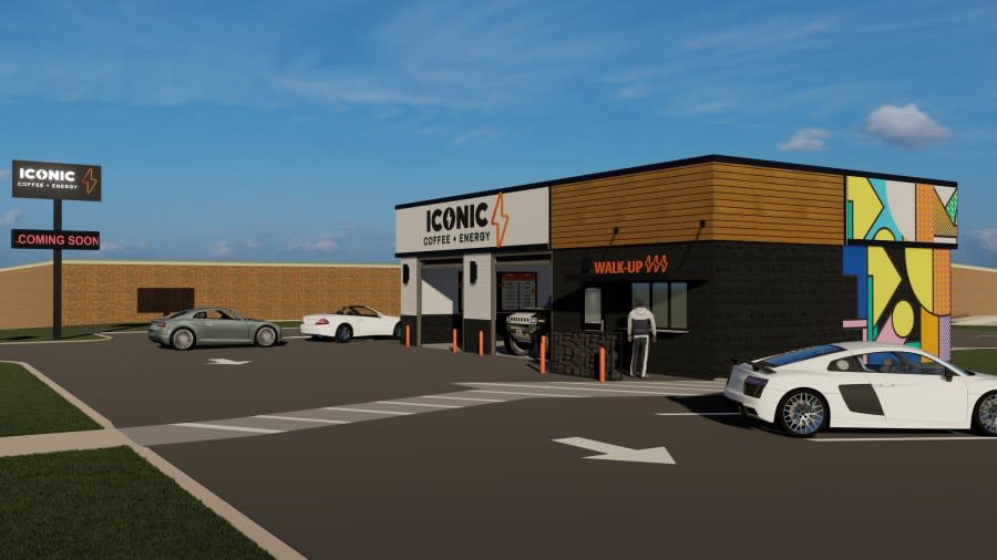 A rendering for the new Iconic Coffee + Energy on 18th Street in Bettendorf.