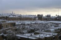 Snow covers the city during a snow storm in Jerusalem December 13, 2013.REUTERS/Brian Snyder