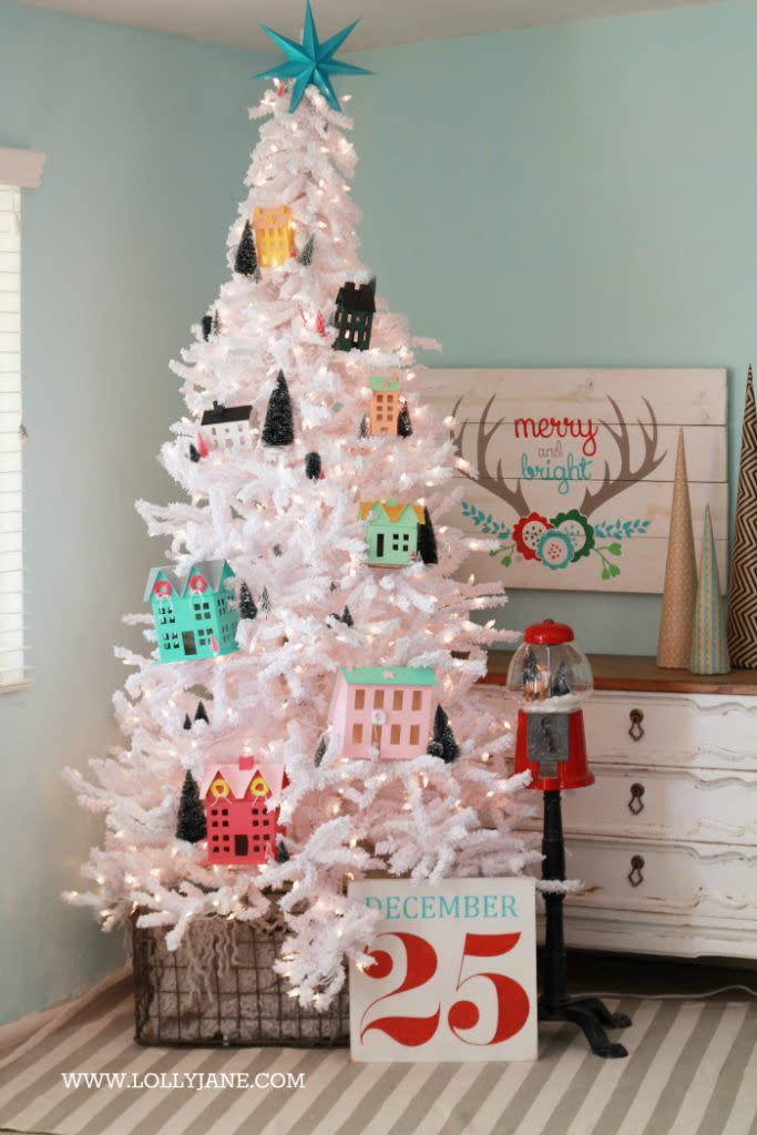 <p>Skip the expensive Christmas village sets and opt to make your own at home with <a href="https://go.redirectingat.com?id=74968X1596630&url=https%3A%2F%2Fwww.etsy.com%2Flisting%2F288063727%2Fputz-house-kit-to-make-4-houses-diy%3Fga_order%3Dmost_relevant%26ga_search_type%3Dall%26ga_view_type%3Dgallery%26ga_search_query%3Dpaper%2Bmache%2Bhouse%26ref%3Dsr_gallery-1-5%26organic_search_click%3D1&sref=https%3A%2F%2Fwww.countryliving.com%2Fhome-design%2Fdecorating-ideas%2Ftips%2Fg1251%2Ftrim-christmas-trees-1208%2F" rel="nofollow noopener" target="_blank" data-ylk="slk:papier-mâché versions;elm:context_link;itc:0;sec:content-canvas" class="link ">papier-mâché versions</a> and some bright paint. </p><p><strong>Get the tutorial at <a href="https://lollyjane.com/village-christmas-tree/" rel="nofollow noopener" target="_blank" data-ylk="slk:Lolly Jane;elm:context_link;itc:0;sec:content-canvas" class="link ">Lolly Jane</a>.</strong></p><p><a class="link " href="https://go.redirectingat.com?id=74968X1596630&url=https%3A%2F%2Fwww.etsy.com%2Flisting%2F288063727%2Fputz-house-kit-to-make-4-houses-diy%3Fga_order%3Dmost_relevant%26ga_search_type%3Dall%26ga_view_type%3Dgallery%26ga_search_query%3Dpaper%2Bmache%2Bhouse%26ref%3Dsr_gallery-1-5%26organic_search_click%3D1&sref=https%3A%2F%2Fwww.countryliving.com%2Fhome-design%2Fdecorating-ideas%2Ftips%2Fg1251%2Ftrim-christmas-trees-1208%2F" rel="nofollow noopener" target="_blank" data-ylk="slk:SHOP PAPER MACHE HOUSES;elm:context_link;itc:0;sec:content-canvas">SHOP PAPER MACHE HOUSES</a></p>