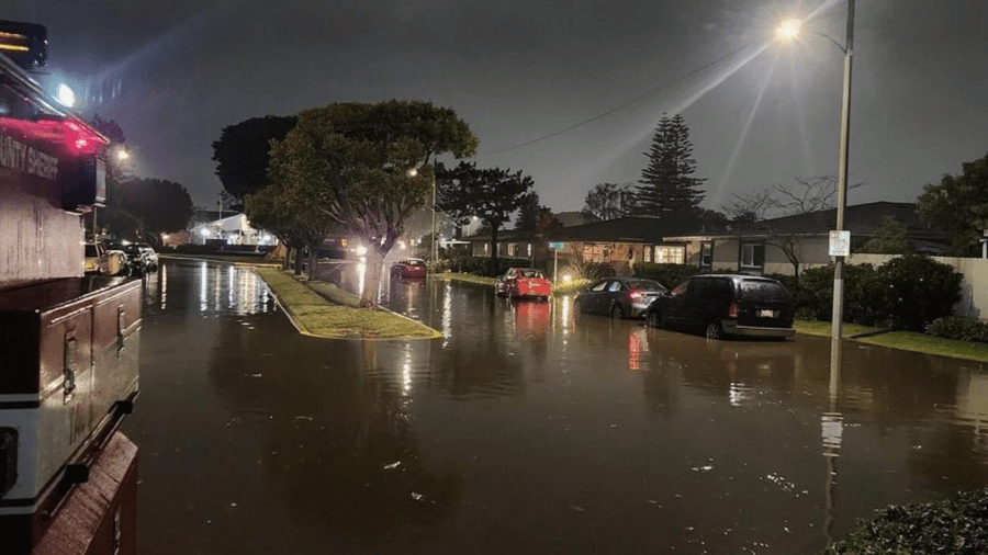 Water covered the streets of several neighborhoods in Ventura County on Dec. 21, 2023.