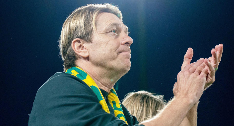 Shown here is Matildas coach Tony Gustafsson.