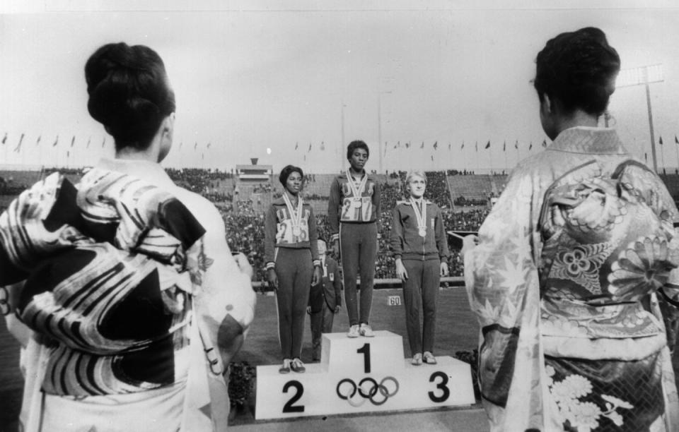 <p>Ewa Kłobukowska, a Polish sprinter, competed in the 4×100 meter relay and the 100-meter sprint and took home a gold and a bronze medal, respectively. (That's her on the right, above the 3, winning her bronze.) In 1967, she failed a gender test and was stripped of her 1964 medals. Yet, once again, the story doesn't end there. After Klobukowska gave birth to her son years later, people realized that she must have had a genetic abnormality that made her have one chromosome too many. Gender testing: awful, inhumane, <em>and</em> flawed. No one wins.</p>