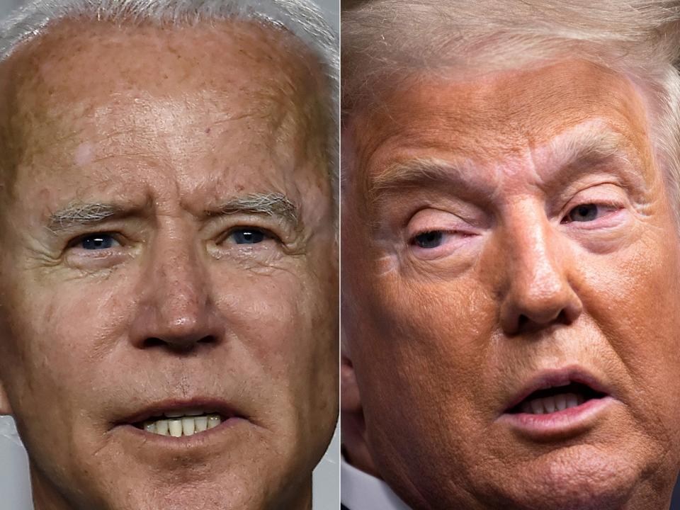 Biden leads Trump in new poll for his handing of the coronavirus as it is revealed majority of voters do not care about Amy Coney Barrett's nomination (AFP via Getty Images)