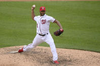 Washington Nationals starting pitcher Joe Ross delivers during the eighth inning of a baseball game against the San Francisco Giants, Sunday, June 13, 2021, in Washington. (AP Photo/Nick Wass)