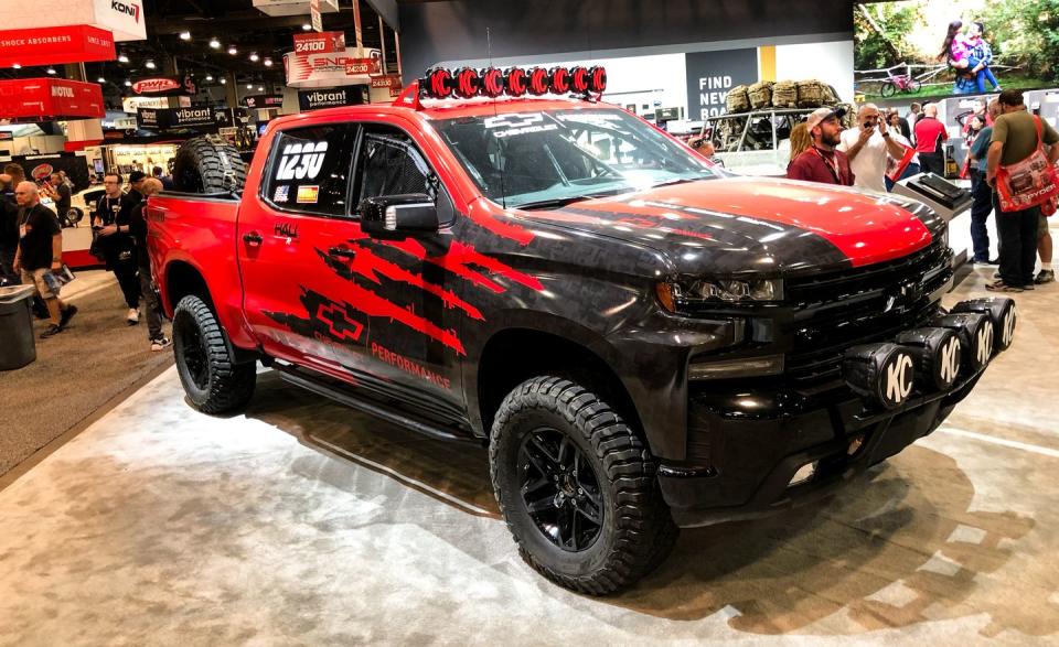<p>We saw this <a href="https://www.caranddriver.com/news/a29429664/chevy-silverado-zr2-preview/" rel="nofollow noopener" target="_blank" data-ylk="slk:Chevrolet Silverado Desert race truck;elm:context_link;itc:0;sec:content-canvas" class="link ">Chevrolet Silverado Desert race truck</a> back in early October, when it competed in the Laughlin Desert Classic, a 17-mile race event in Nevada near the Arizona border. It was there for "engineering development," but we still think it's a preview of an upcoming Silverado ZR2 model. </p>