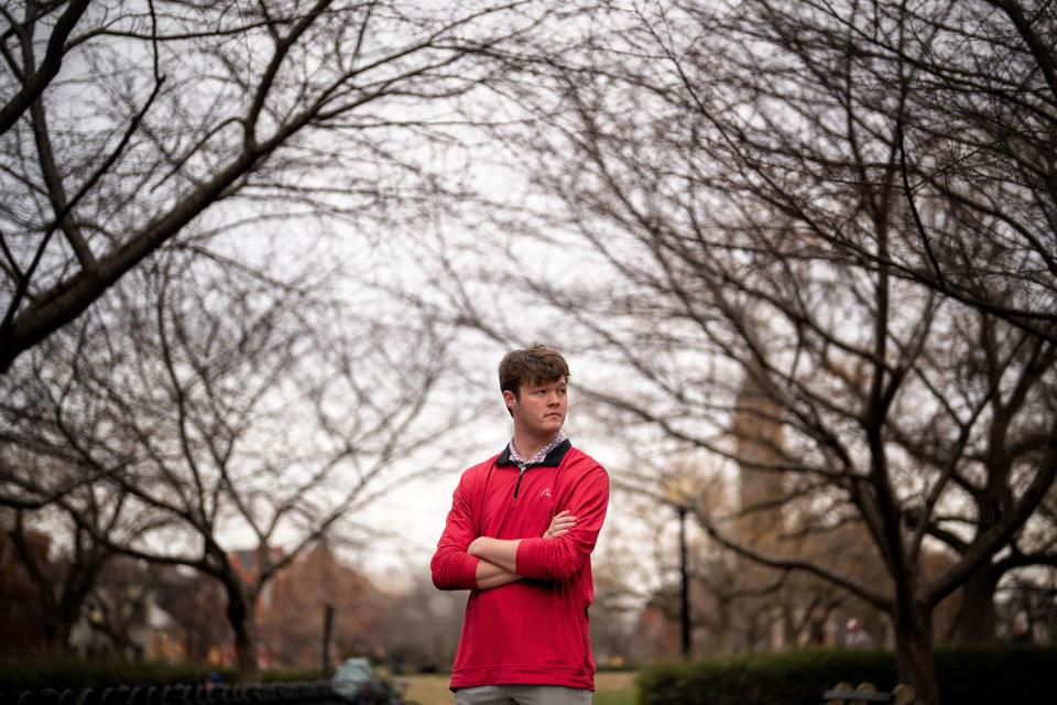 Chandler Rebel poses for a portrait (Frank Thorp V / NBC News)