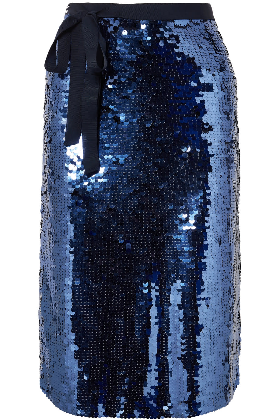 Yams grosgrain-trimmed sequined crepe skirt