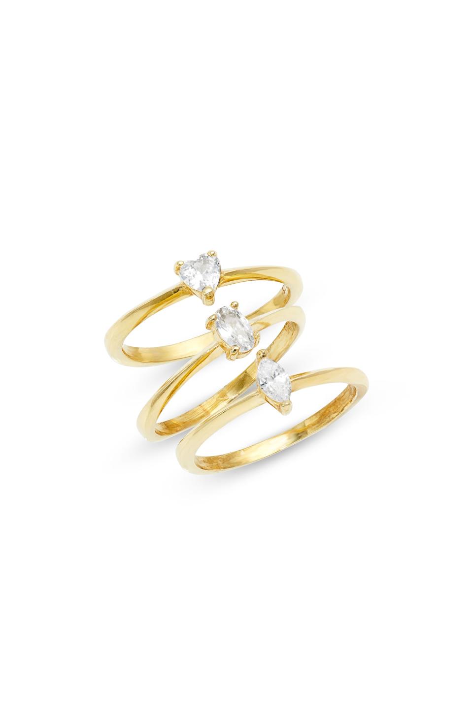 8) Multishaped Cubic Zirconia Set of 3 Rings