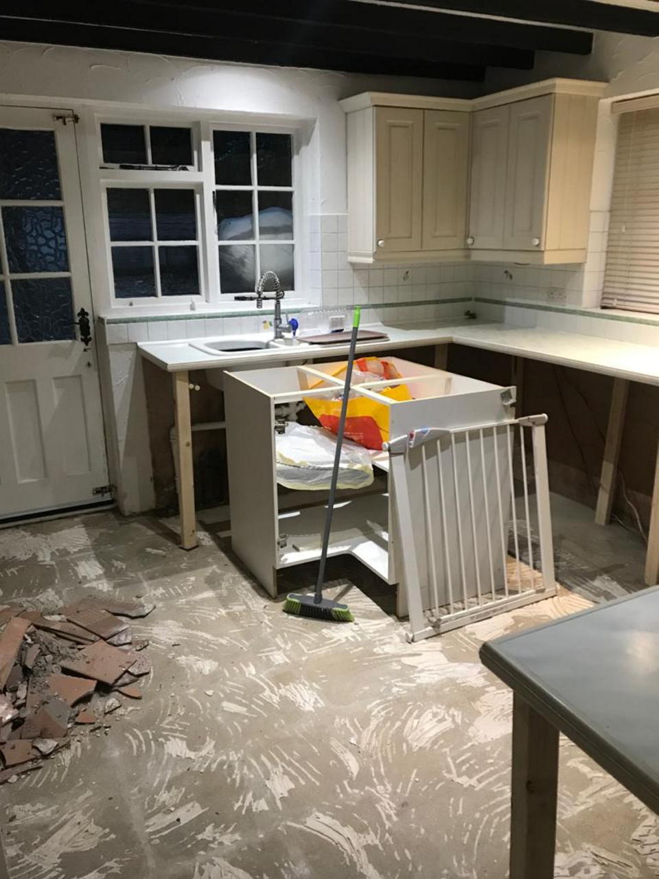 Damage to inside of their home following the flooding. Release date, 6/10/23. See SWNS story SWTPlisted. A couple say their £440k Grade II-listed home was 