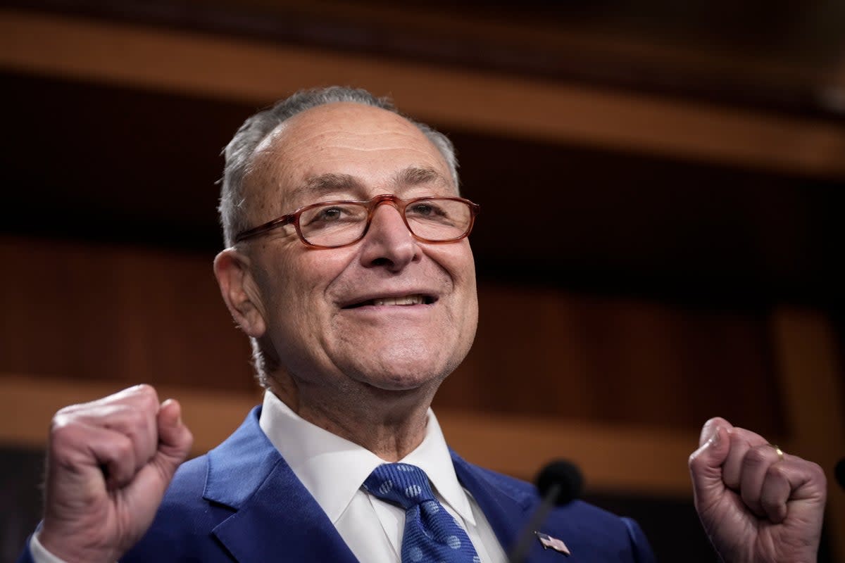 Senate Majority Leader Chuck Schumer after the bill cleared the Senate (Getty Images)