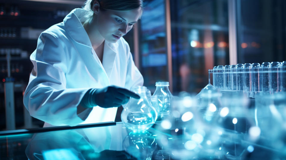 A biotechnologist in a laboratory testing an Immuno-oncology treatment.