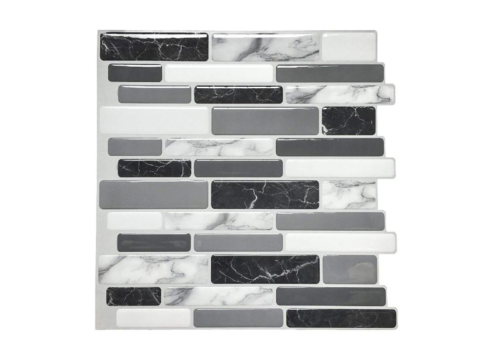 Patterned black, gray and white wall tile alternatives. 