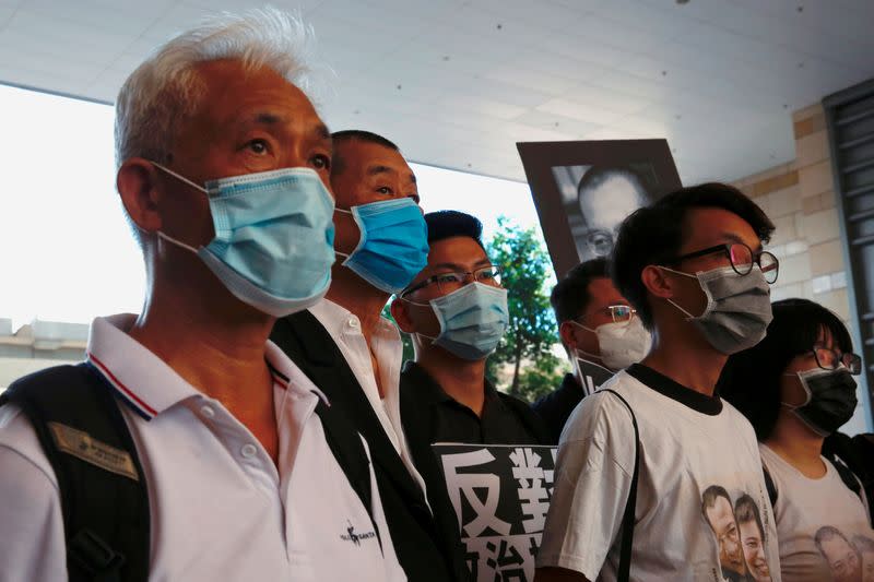 Pro-democracy media tycoon Jimmy Lai arrives at the West Kowloon Courts in Hong Kong