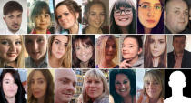 <p>Photos from top left: Martyn Hett via Facebook, PA via AP, Kelly Brewster via Facebook, Charlotte Campbell via Twitter, Georgina Callander via Instagram via Reuters, Hollie Webb via Facebook, Facebook, GMP via Twitter (3), GMP via AP, GMP via Twitter, Facebook, GMP via Twitter, Deborah Hutchinson via Facebook, Sasha Howe via Facebook (2), Alex Klis via Facebook (2), BBC News via Twitter, S. A. Taylor via Twitter. </p>