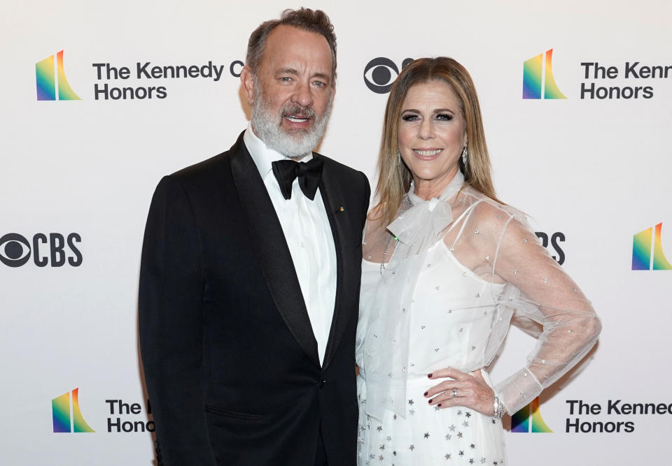 Actor Tom Hanks and Rita Wilson arrive for the 42nd Annual Kennedy Awards Honors in Washington, U.S., December 8, 2019.      REUTERS/Joshua Roberts