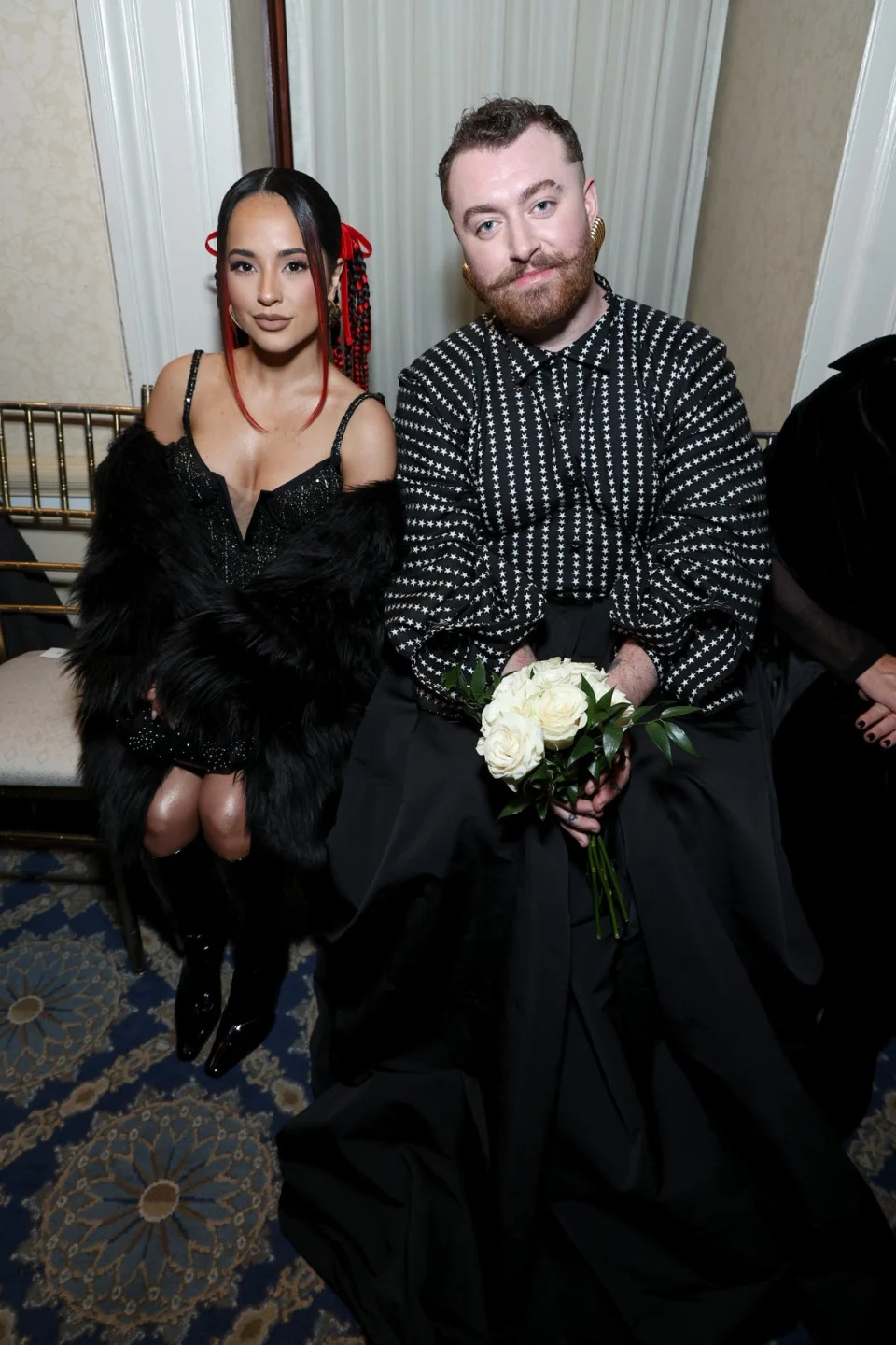 Becky G and Sam Smith at Christian Cowan (Getty Images)