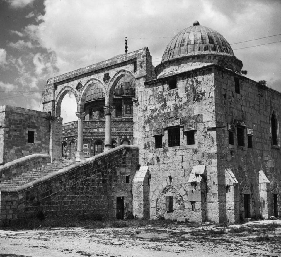 The side entrance to the Dome of the Rock in Jerusalem, as it stood around 1950. <cite>Three Lions/Getty Images</cite>
