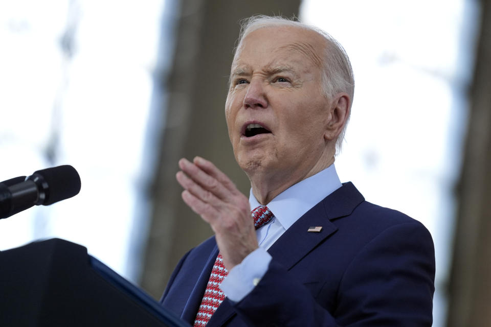 President Joe Biden speaks during a campaign event at Girard College, Wednesday, May 29, 2024, in Philadelphia. (AP Photo/Evan Vucci)