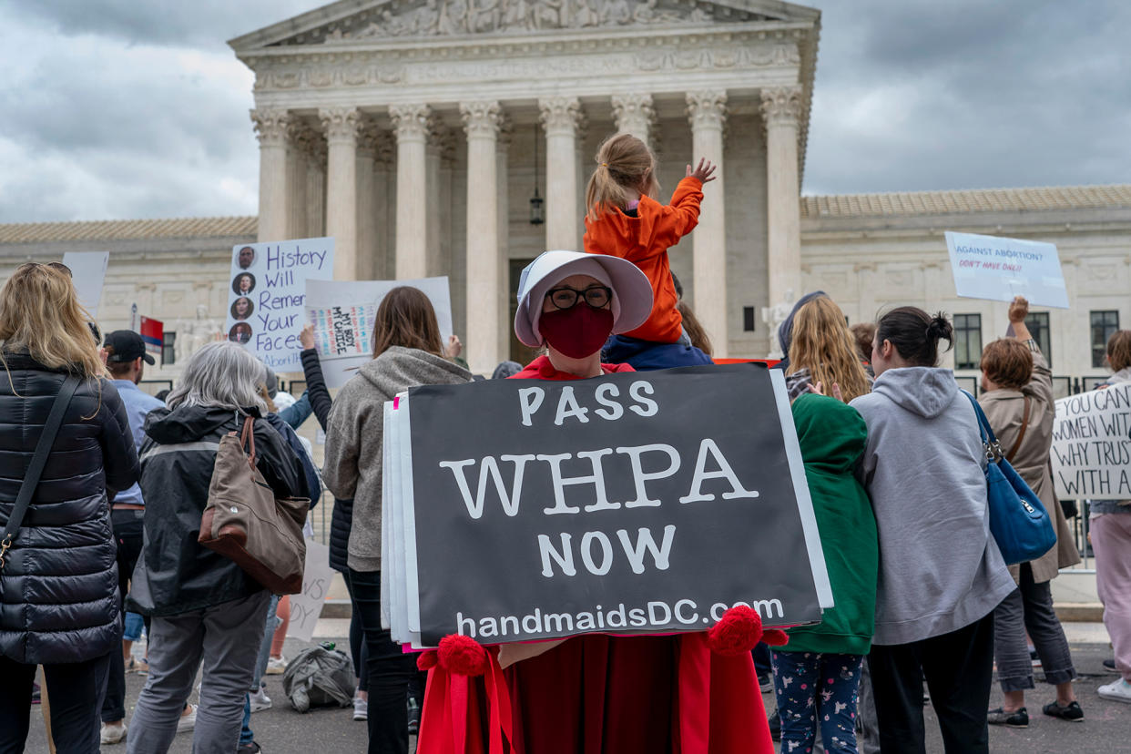 Abortion Rights Demonstrators Outside Supreme Court - Credit: Gemunu Amarasinghe/AP