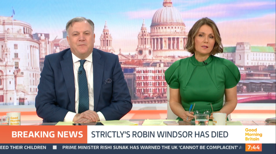 Susanna Reid and Ed Balls paid tribute to Robin Windsor. (ITV screengrab)