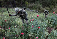 <p>Soldiers destroy poppy plants during a military operation in the municipality of Coyuca de Catatlan in Mexico, April 18, 2017. (Photo: Henry Romero/Reuters) </p>