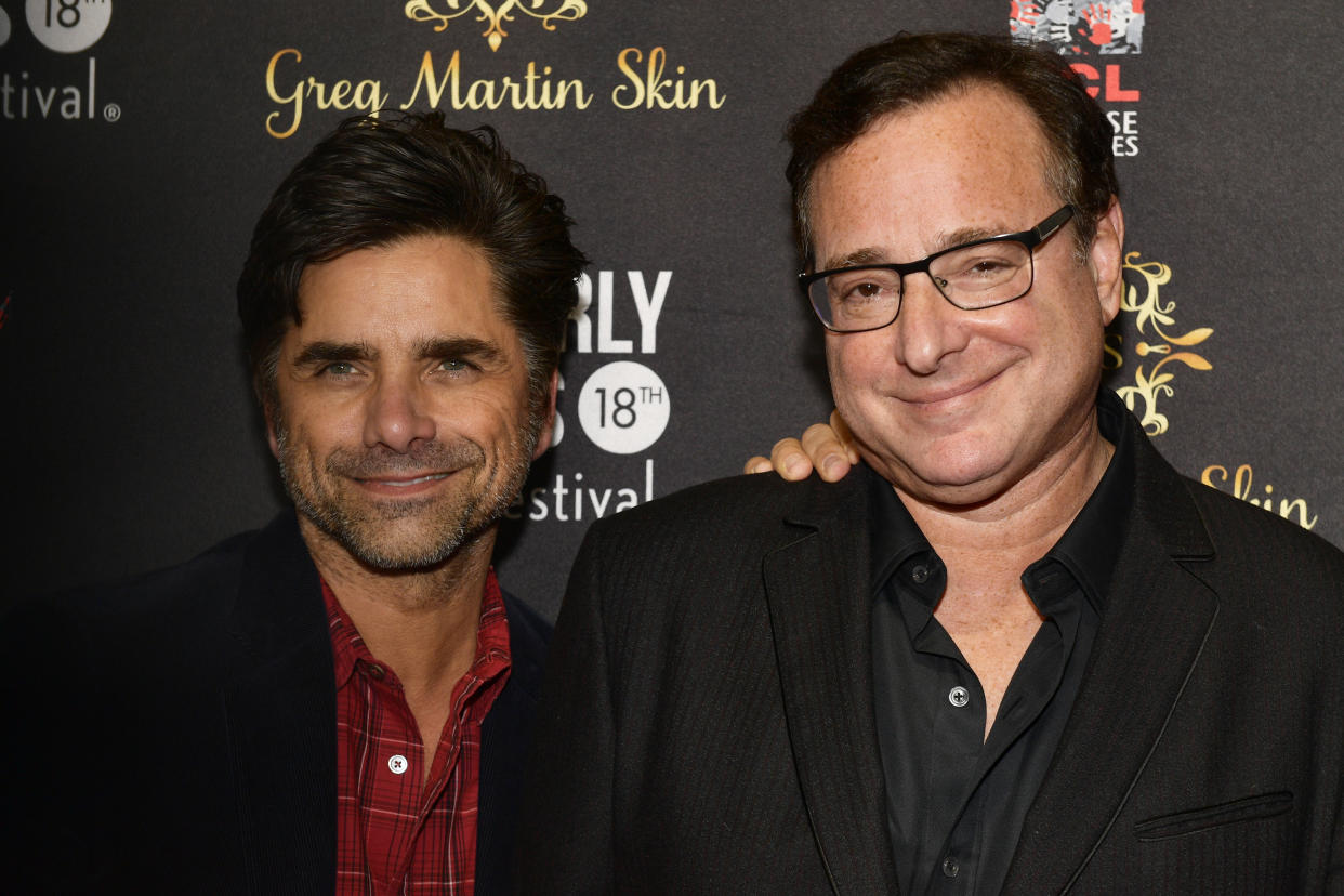 HOLLYWOOD, CA - APRIL 04:   John Stamos and Bob Saget attend the 18th Annual International Beverly Hills Film Festival Opening Night Gala Premiere of 'Benjamin' at TCL Chinese 6 Theatres on April 4, 2018 in Hollywood, California.  (Photo by Matt Winkelmeyer/Getty Images)