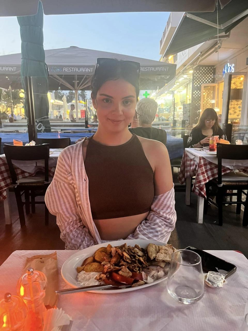 Jordan pictured smiling at dinner before the accident. 