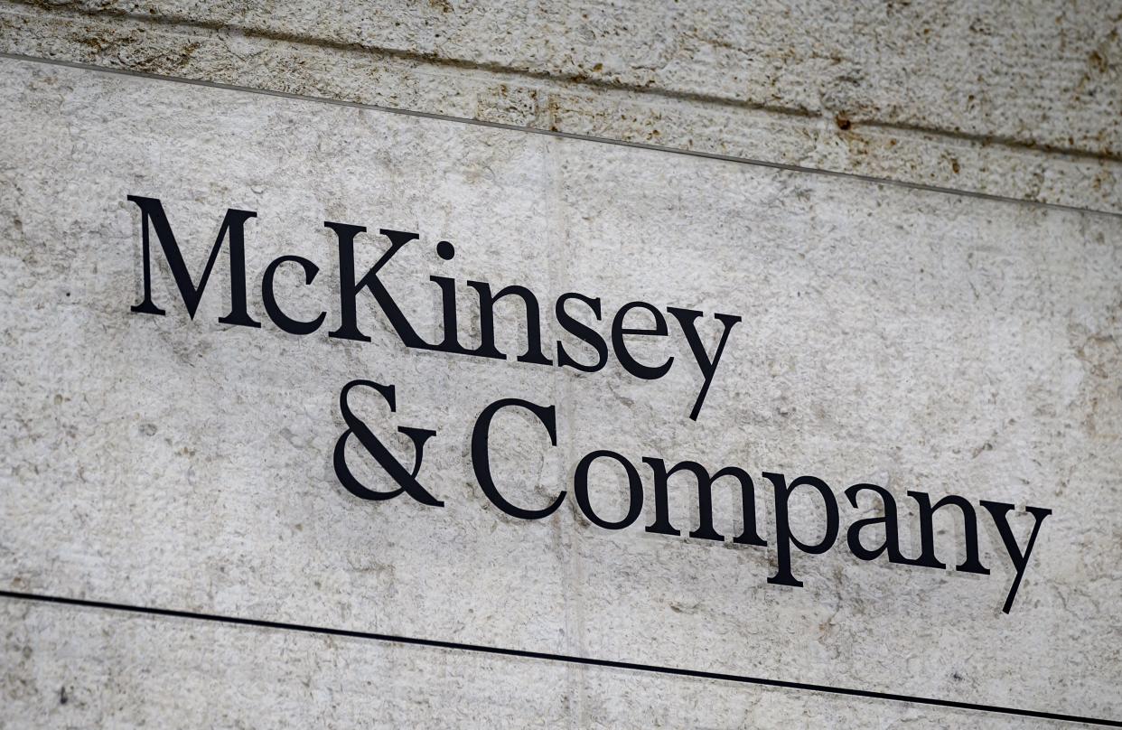 The McKinsey & Company logo on a building.