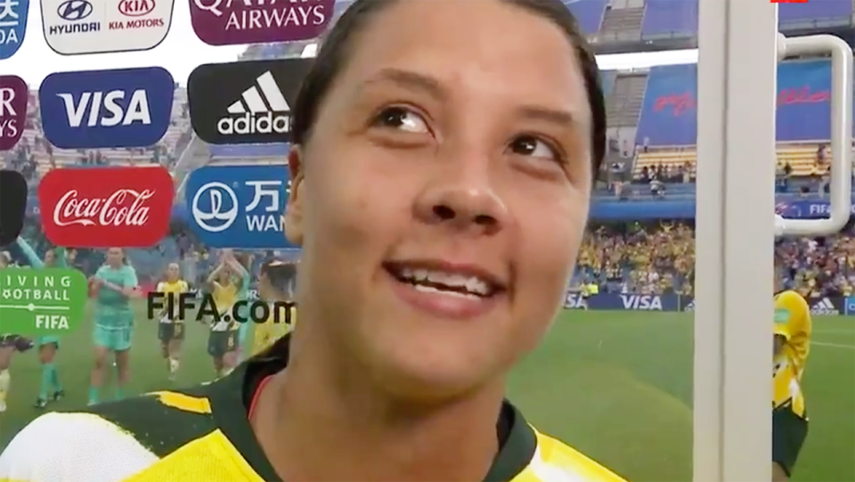 Sam Kerr had some choice words. Image: Optus Sport