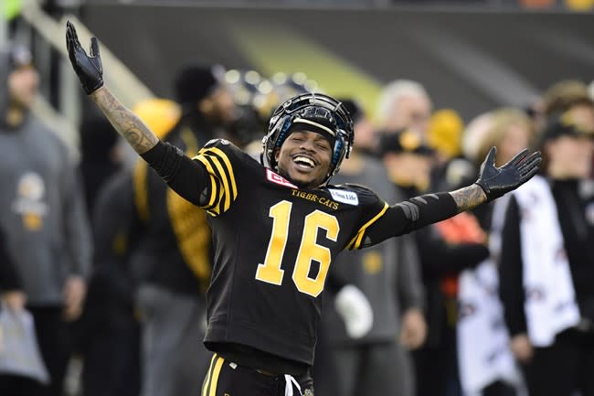 Hamilton Tiger-Cats wide receiver Brandon Banks had plenty to celebrate Sunday in the CFL East final. THE CANADIAN PRESS/Frank Gunn