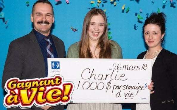 Charlie Lagarde bought her first lottery ticket to mark her 18th birthday  -  Loto Quebec Handout