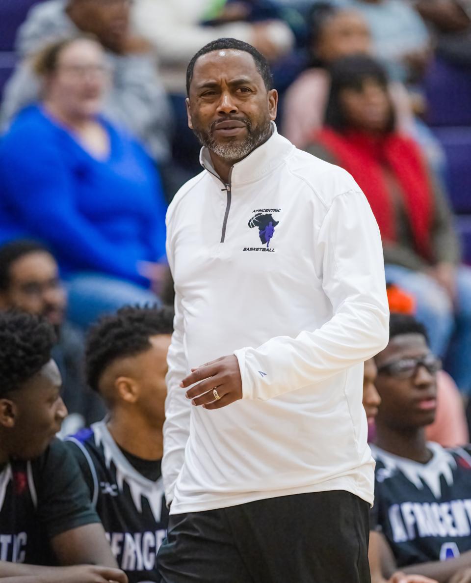 Coach Michael Bates and Africentric face Cuyahoga Valley Christian Academy in the Flyin’ to the Hoop showcase Saturday at Kettering Fairmont.