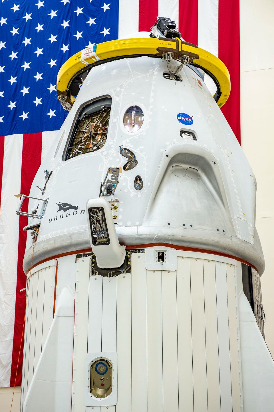 spacex crew dragon spaceship with trunk space capsule demo 2 demo2 nasa astronaut mission