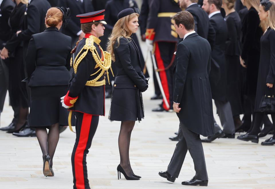 Princess Beatrice and Edoardo Mapelli Mozzi at Westminster Abbey ahead of the State Funeral of Queen Elizabeth II.