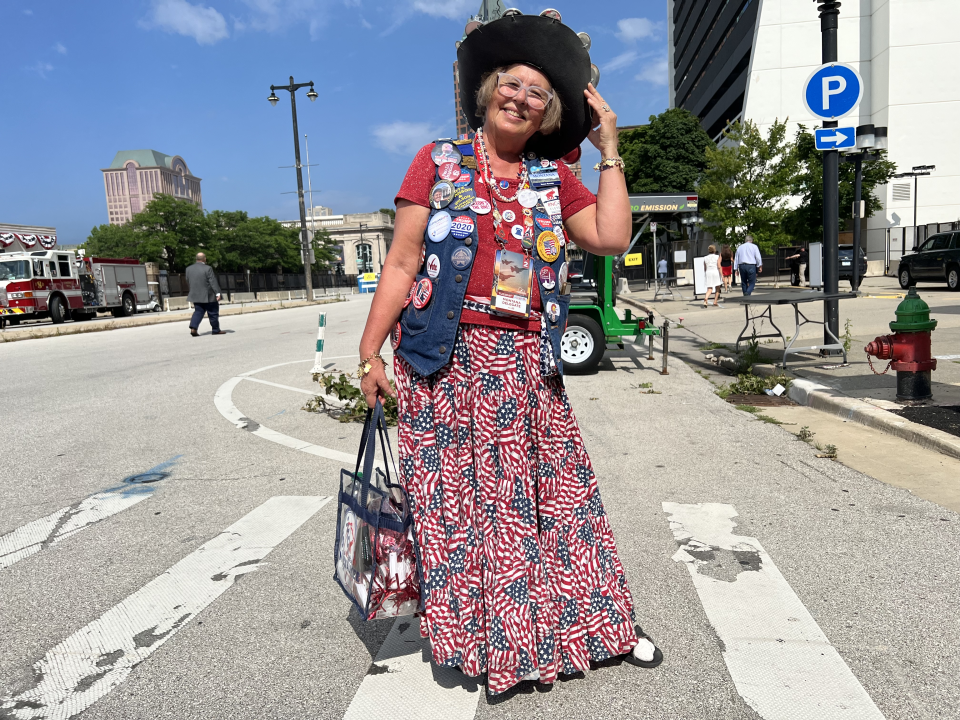 Susan Reneau poses for a photo between events at the Republican National Convention.