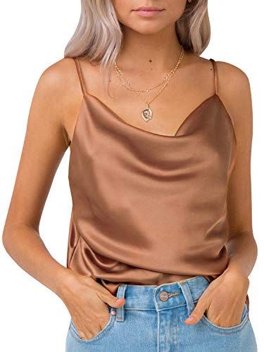 26) Women's Spaghetti Straps V Neck Satin Camisole