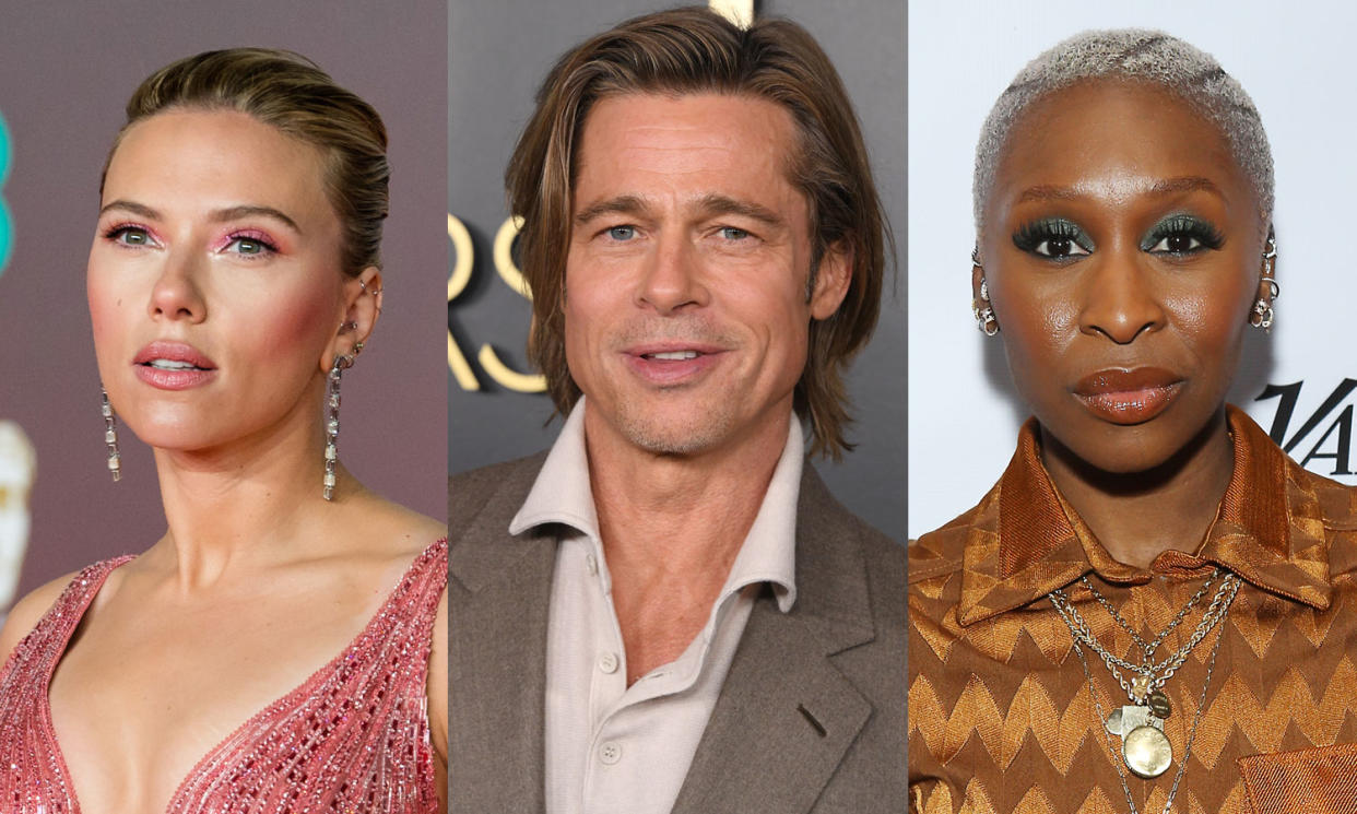 Scarlett Johansson, Brad Pitt and Cynthia Erivo are nominated for top acting honors at the 2020 Oscars. (Photo: Getty Images)