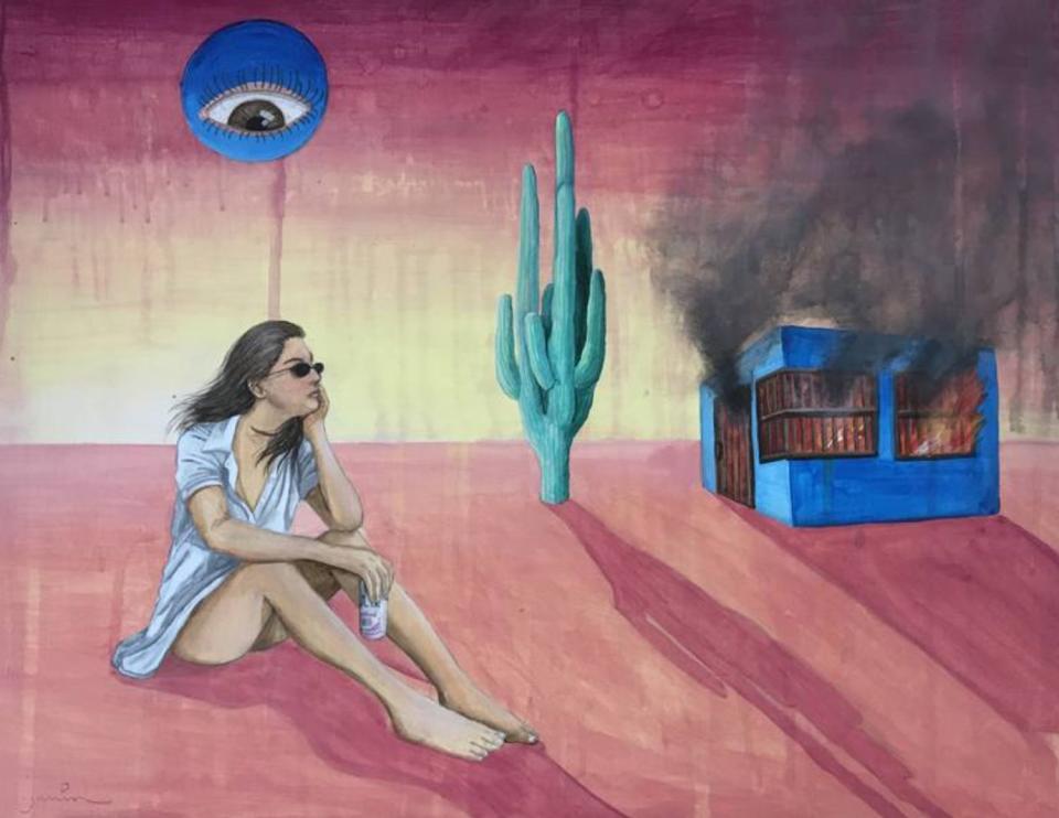 <a href="https://fave.co/3meuFZI" target="_blank" rel="noopener noreferrer">Yanin Ruibal</a> is another one of Saatchi Art's "Rising Stars" this year. Based in Mexico City, she creates illustrations and paintings. <br /><br />Ruibal's surrealist work features subjects like a woman with a <a href="https://fave.co/3mnPy4H" target="_blank" rel="noopener noreferrer">shark coming out of her chest</a> and a <a href="https://fave.co/32vfUK4" target="_blank" rel="noopener noreferrer">cactus popping out from a wrist</a>.<br /><br /> Find this <a href="https://fave.co/3c4ZStS" target="_blank" rel="noopener noreferrer">painting for $1,060</a> and <a href="https://fave.co/3meuFZI" target="_blank" rel="noopener noreferrer">Ruibal's artwork</a> at Saatchi Art.