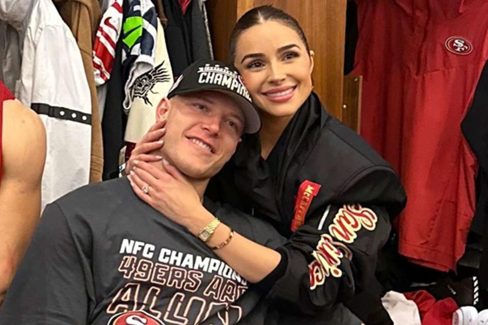 <p>Olivia Culpo/Instagram</p> Olivia Culpo celebrates Christian McCaffrey and the San Francisco 49ers win in the NFC Champsionship