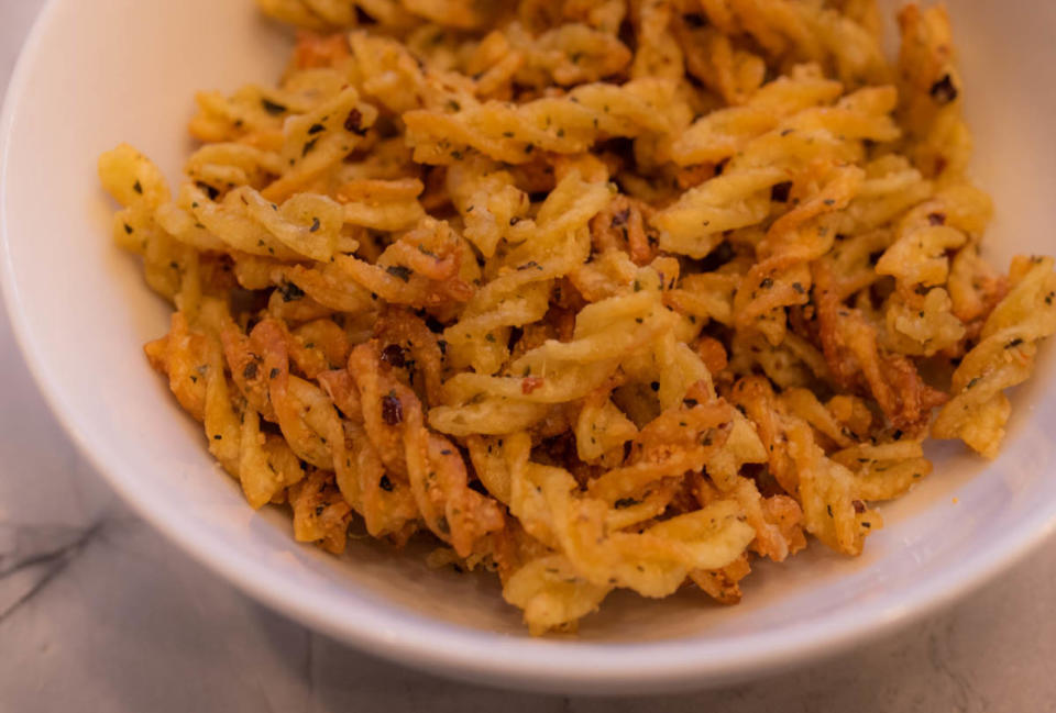 <p>Sara Feigin</p><p>Everyone's new favorite crunchy snack.</p><p><strong>Get the recipe: <a href="https://parade.com/1238594/sara-feigin/tiktok-pasta-chips/" rel="nofollow noopener" target="_blank" data-ylk="slk:Pasta Chips;elm:context_link;itc:0;sec:content-canvas" class="link ">Pasta Chips</a></strong></p><p><strong>Related: <a href="https://www.yahoo.com/lifestyle/never-eyes-off-game-70-022356446.html" data-ylk="slk:70 Air Fryer Super Bowl Snacks;elm:context_link;itc:0;sec:content-canvas;outcm:mb_qualified_link;_E:mb_qualified_link;ct:story;" class="link  yahoo-link">70 Air Fryer Super Bowl Snacks</a></strong></p>