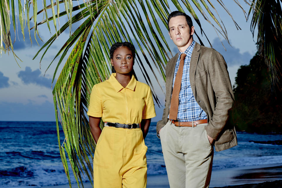 Shantol Jackson and Ralf Little star in Death In Paradise. (BBC)