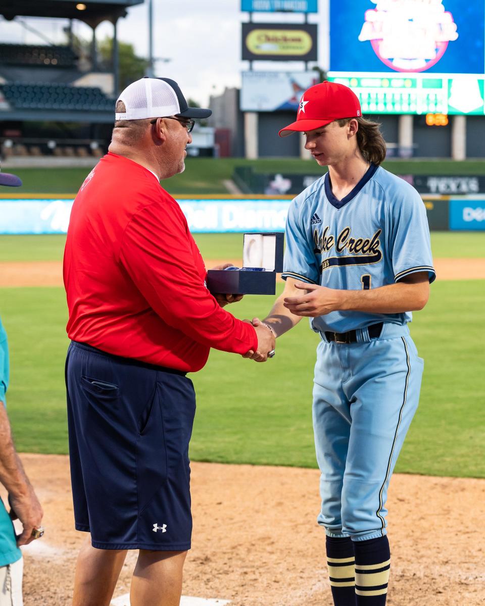 Lake Creek pitcher Shane Sdao was the named the game MVP after the South's 7-3 win over the North at the Texas High School Baseball Coaches Association Class 5A and 6A All-Star game at Dell Diamond on Sunday. Sdao pitched two scoreless innings to win the honor.