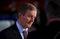 Irish Prime Minister Enda Kenny speaks to the media at the general election count centre in Castlebar, Ireland February 27, 2016. REUTERS/Clodagh Kilcoyne