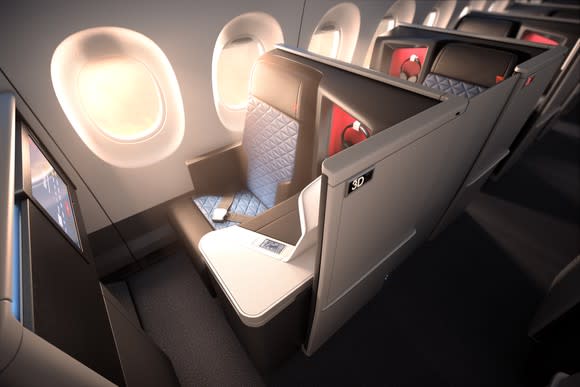 Business class suites in the A350 premium cabin