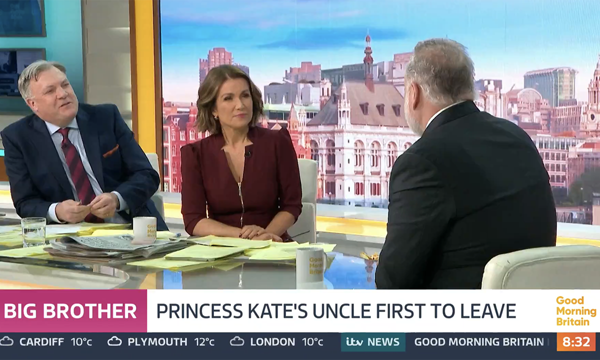 Susanna Reid and Ed Balls grilled Kate Middleton's uncle. (ITV screengrab)