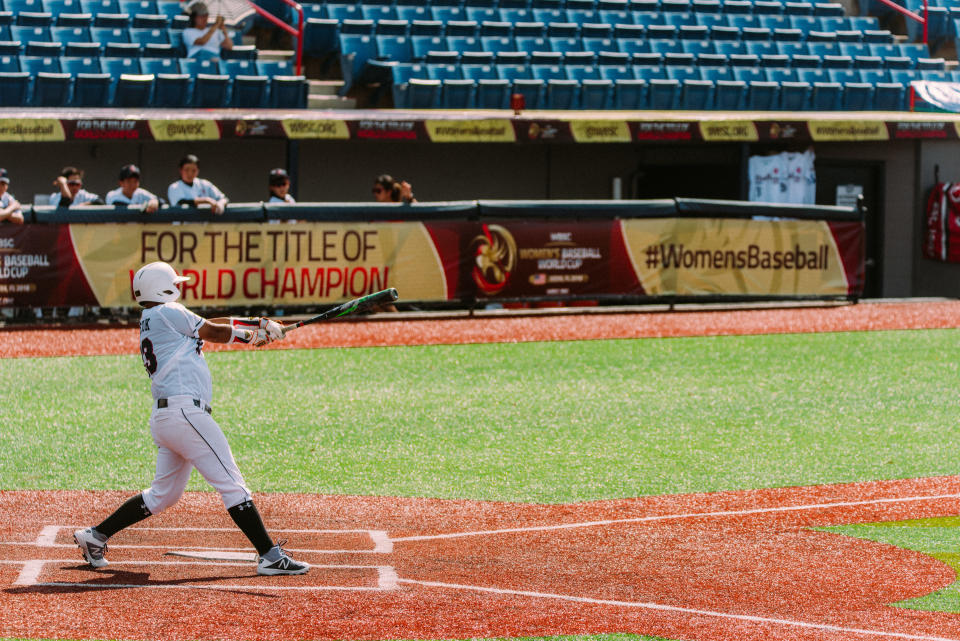 Hong Kong's Woon-Yee Cheuk, batting in front of a lot of empty seats. (Photo: WBSC)