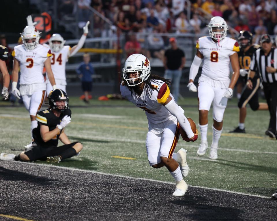 Ankeny's Jamison Patton recorded seven catches for 144 yards and a touchdown in a 34-24 win over Valley last week.