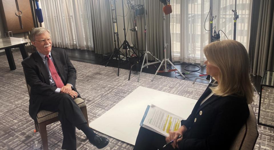 John Bolton sits for a televised interview with Martha Raddatz about his memoir, "The Room Where It Happened."