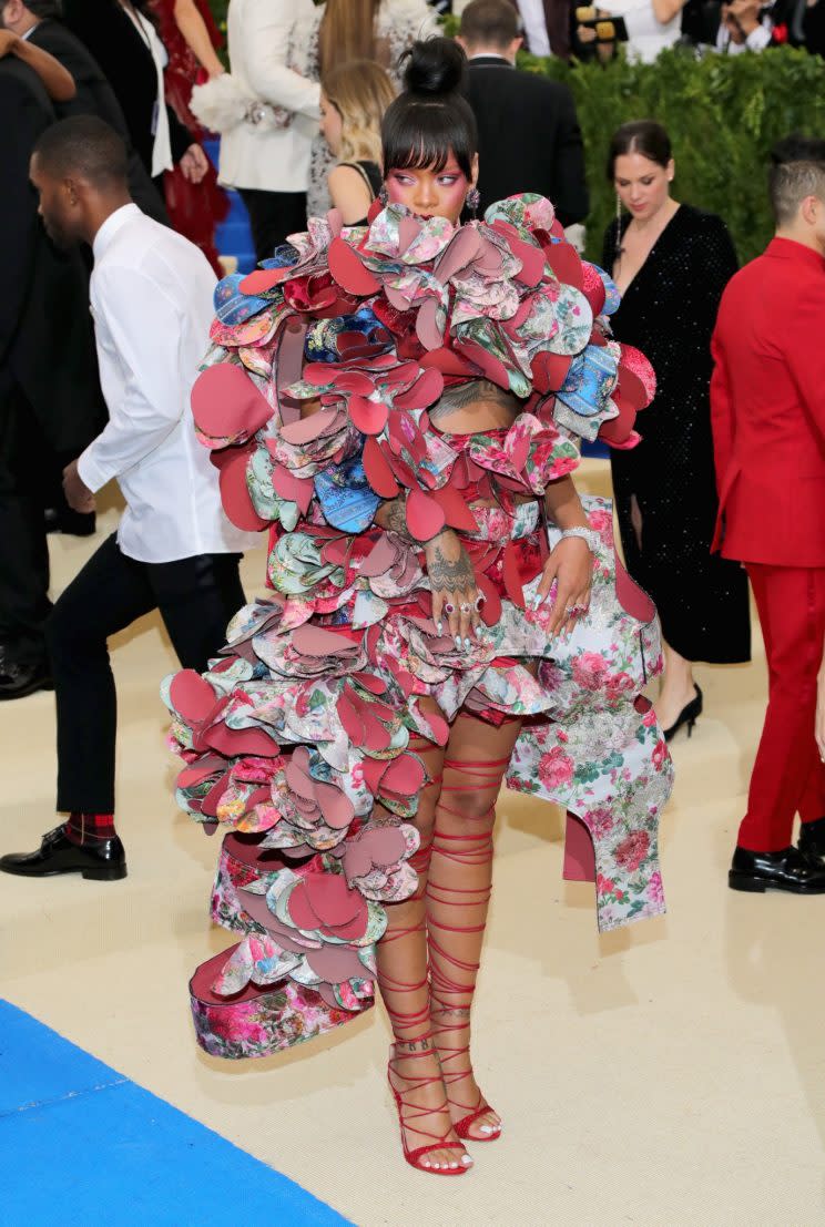 Rihanna at the 2017 Met Gala. (Photo: Neilson Barnard/ Getty Images)