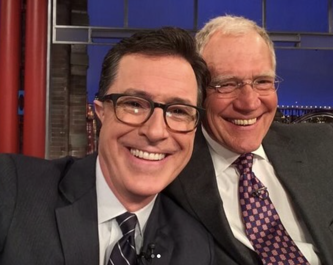 Colbert and  Letterman took this selfie back when Colbert was inheriting the seat from Letterman.